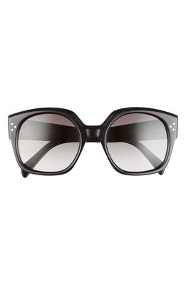 CELINE 55mm Gradient Round Sunglasses in Black/Brown