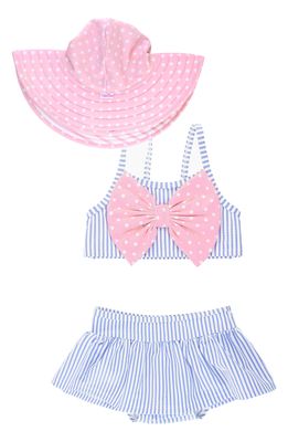 RuffleButts Two-Piece Swimsuit & Hat Set in Pink