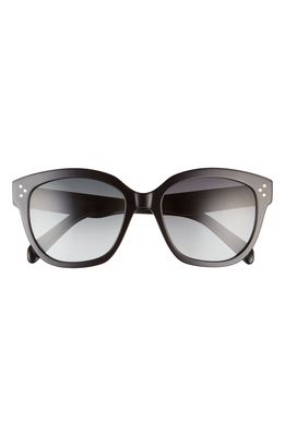 CELINE 55mm Gradient Round Sunglasses in Shiny Black/Smoke