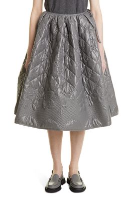 Cecilie Bahnsen Mala Floral Quilted Recycled Polyester Blend A-Line Skirt in Grey