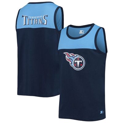 Men's Starter Navy/Blue Tennessee Titans Team Touchdown Fashion Tank Top