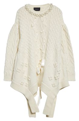 Simone Rocha Beaded Patchwork Oversize Alpaca & Wool Blend Sweater in Ivory/Ivory/Pearl/Clear
