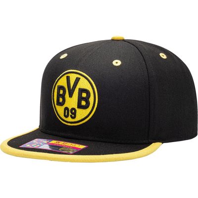 FAN INK Men's Black Borussia Dortmund Tape Snapback Hat