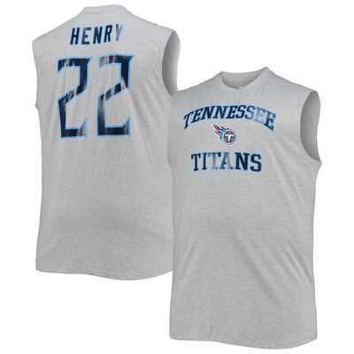 PROFILE Men's Derrick Henry Heathered Gray Tennessee Titans Big & Tall Player Name & Number Muscle Tank Top in Heather Gray