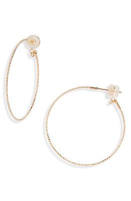 Poppy Finch SKinny Beaded Hoop Earrings in 18Kyg