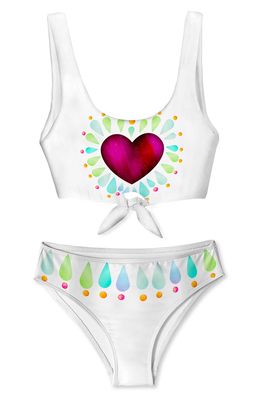 Stella Cove Kids' Ruby Heart Two-Piece Swimsuit in White