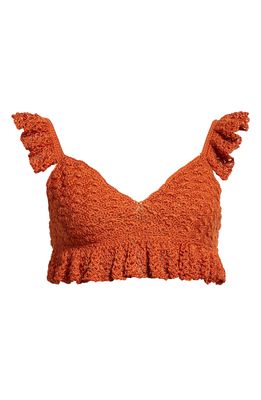 AYNI Moral Crochet Bandeau Top in Tangerine