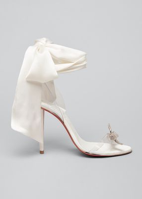 Christian Louboutin Crystal Bow Silk-Tie Red Sole Sandals