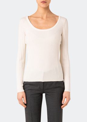 Rib Fitted Wool Pullover