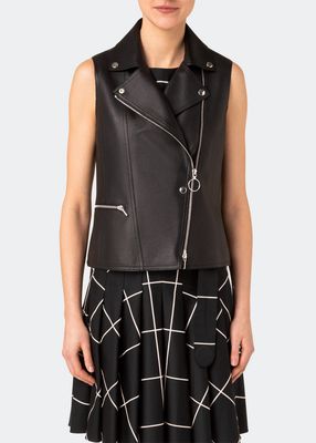 Leather Perforated Biker Vest