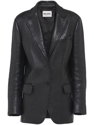 Miu Miu nappa leather single-breased blazer - Black