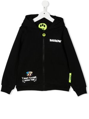Barrow kids logo-print zipped hoodie - Black
