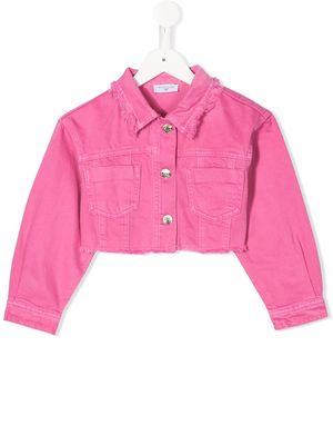 Monnalisa cropped denim jacket - Pink