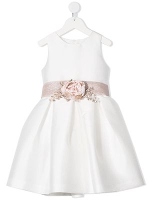 Mimilù floral-detail party dress - White