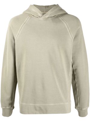 Ten C logo-patch cotton hoodie - Green