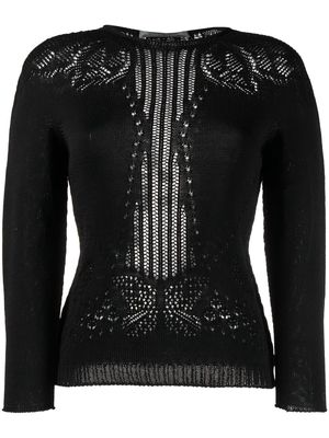 Alberta Ferretti open-knit long-sleeve jumper - Black
