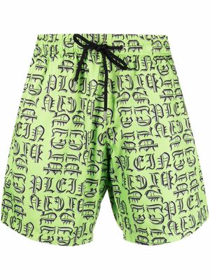 Philipp Plein logo-print swim shorts - Green