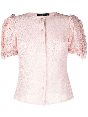 Amen floral-embroidered blouse - Pink