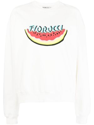 Fiorucci logo-print crew neck sweatshirt - White