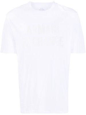 Armani Exchange loog-print detail T-shirt - White