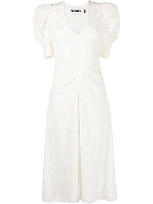 ROTATE ruched puff-sleeve dress - White