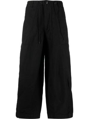 Needles drawstring-fastening cropped trousers - Black