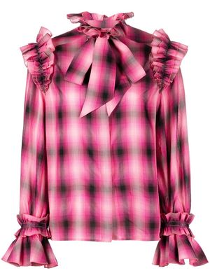Alexandre Vauthier check print ruffled blouse - Pink