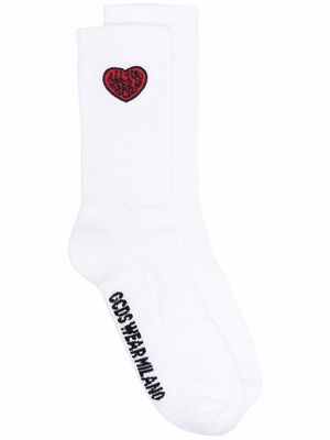 Gcds heart-motif ribbed socks - White