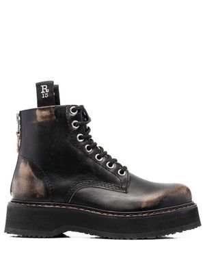 R13 chunky leather lace-up boots - Black