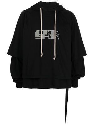 Rick Owens DRKSHDW Hustler logo-print cotton hoodie - Black