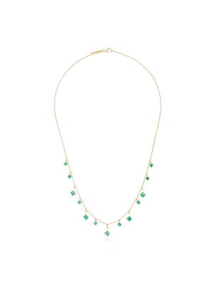 Suzanne Kalan 18kt yellow gold, emerald and diamond necklace - GREEN