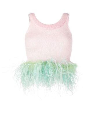 Saint Laurent feather-trim sleeveless top - Pink