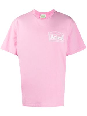Aries logo-print cotton t-shirt - Pink