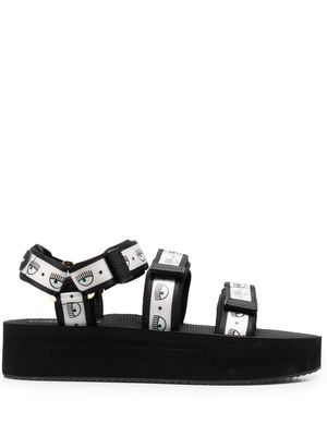 Chiara Ferragni Logomania-strap platform sandals - Black