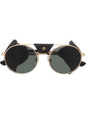 Persol tinted leather-side rounded sunglasses - Gold