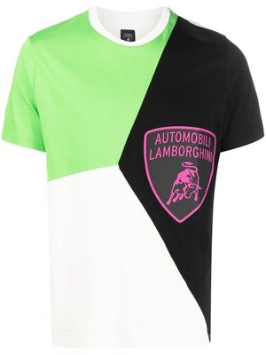 Automobili Lamborghini colour-block logo-print T-shirt - White