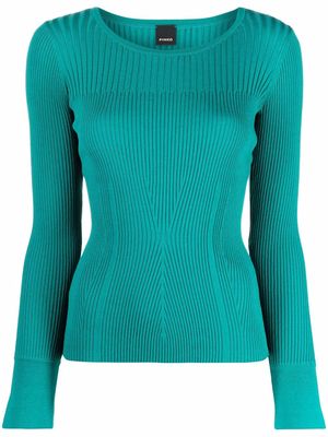 PINKO ribbed-knit long-sleeved top - Green