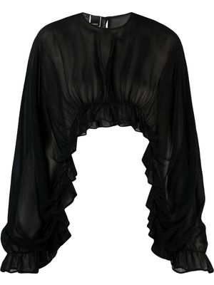 PINKO high-low hem georgette blouse - Black