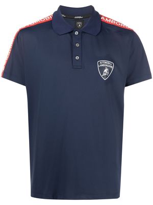 Automobili Lamborghini logo-stripe polo shirt - Blue