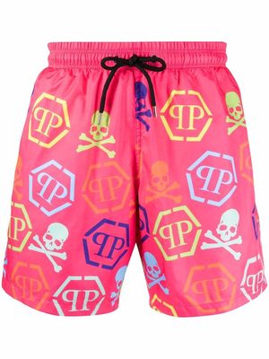 Philipp Plein logo-print swim shorts - Pink