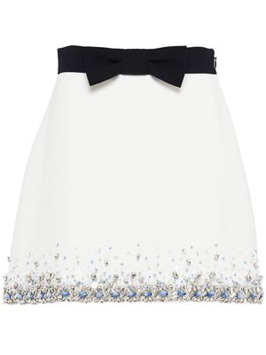 Miu Miu bow-detail cady miniskirt - White