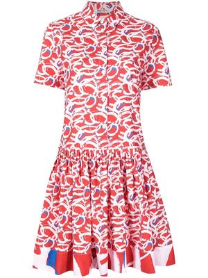 Ports 1961 abstract-print mini shirt dress - Red