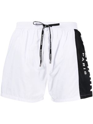 Balmain side logo-print swim shorts - White