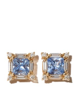 Suzanne Kalan 18K yellow gold sapphire diamond stud earrings