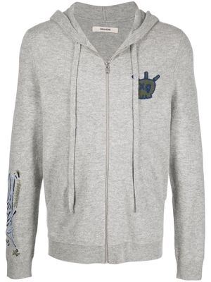 Zadig&Voltaire knitted zip-fastening hoodie - Grey