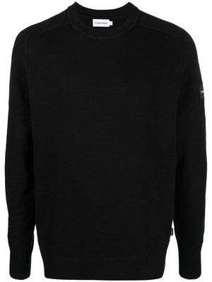 Calvin Klein logo-patch raglan-sleeve jumper - Black
