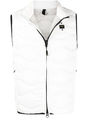 Blauer logo patch quilted gilet - White