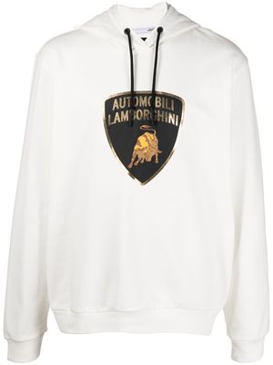 Automobili Lamborghini logo-print cotton hoodie - White