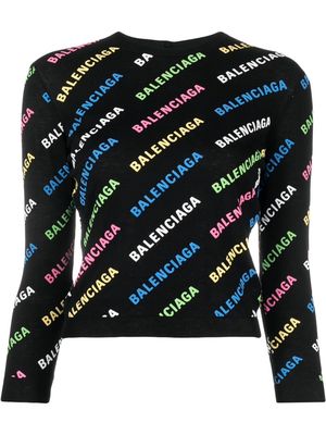 Balenciaga logo-print crew-neck jumper - Black