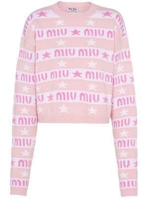 Miu Miu jacquard logo cashmere jumper - Pink